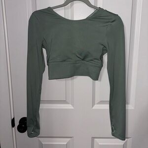 SHEIN Olive Long Sleeve Crop Top